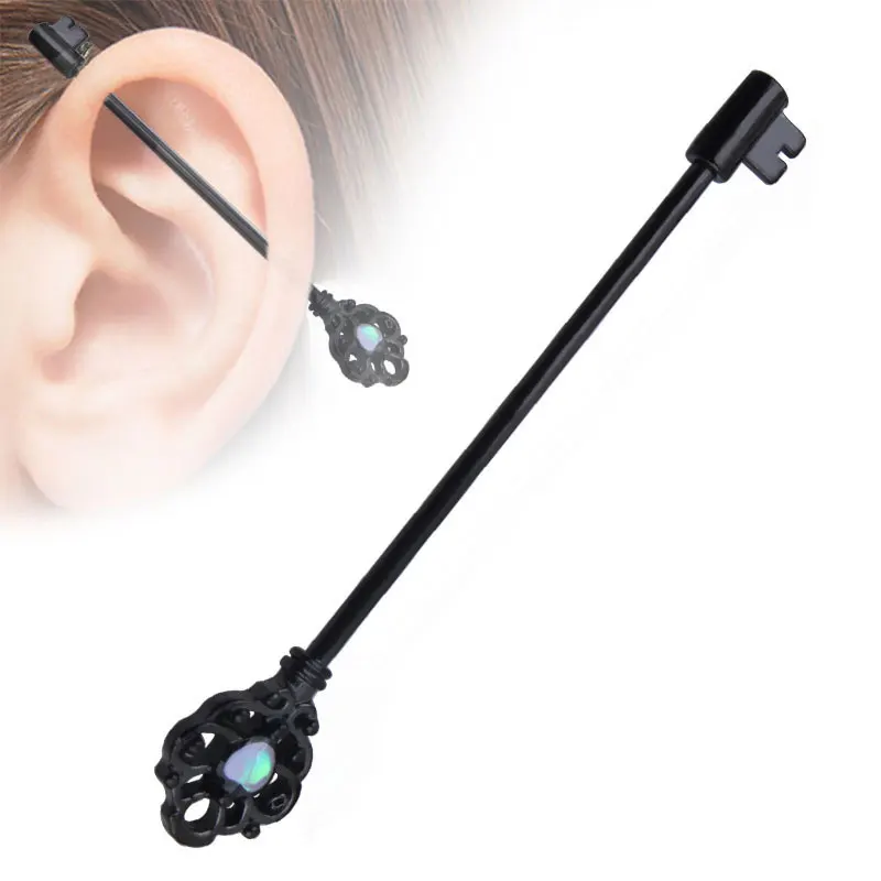 Новый модный пирсинг для козелка уха в виде ключа Промышленная Штанга серьга