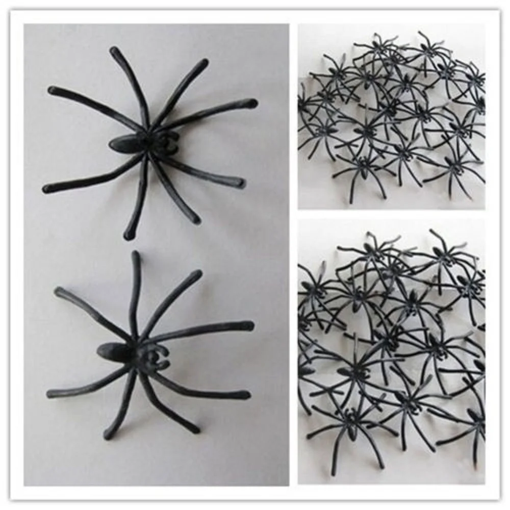 

10-Pcs Halloween Plastic Simulation Black Little Spider Halloween Decoration Realistic Prop Fake Prop Gag Prank Black Tan Fuzzy