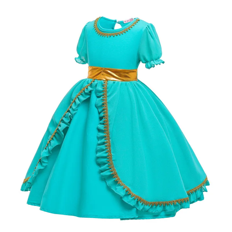 Костюм принцессы жасмин на Хэллоуин и Рождество для маленьких девочек; Детские костюмы для вечеринки; платье для танца живота; индийский костюм; От 1 до 6 лет с рукавами с оборками