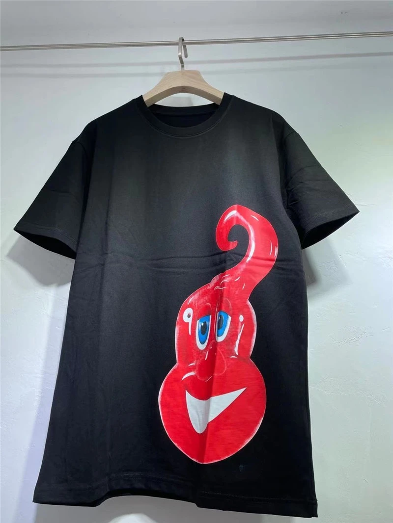 

New 2021 Fashion Style High Street Wind Comfortable T-shirt Leisure Mercerized Cotton Black and White Cartoon Doraemon Cool