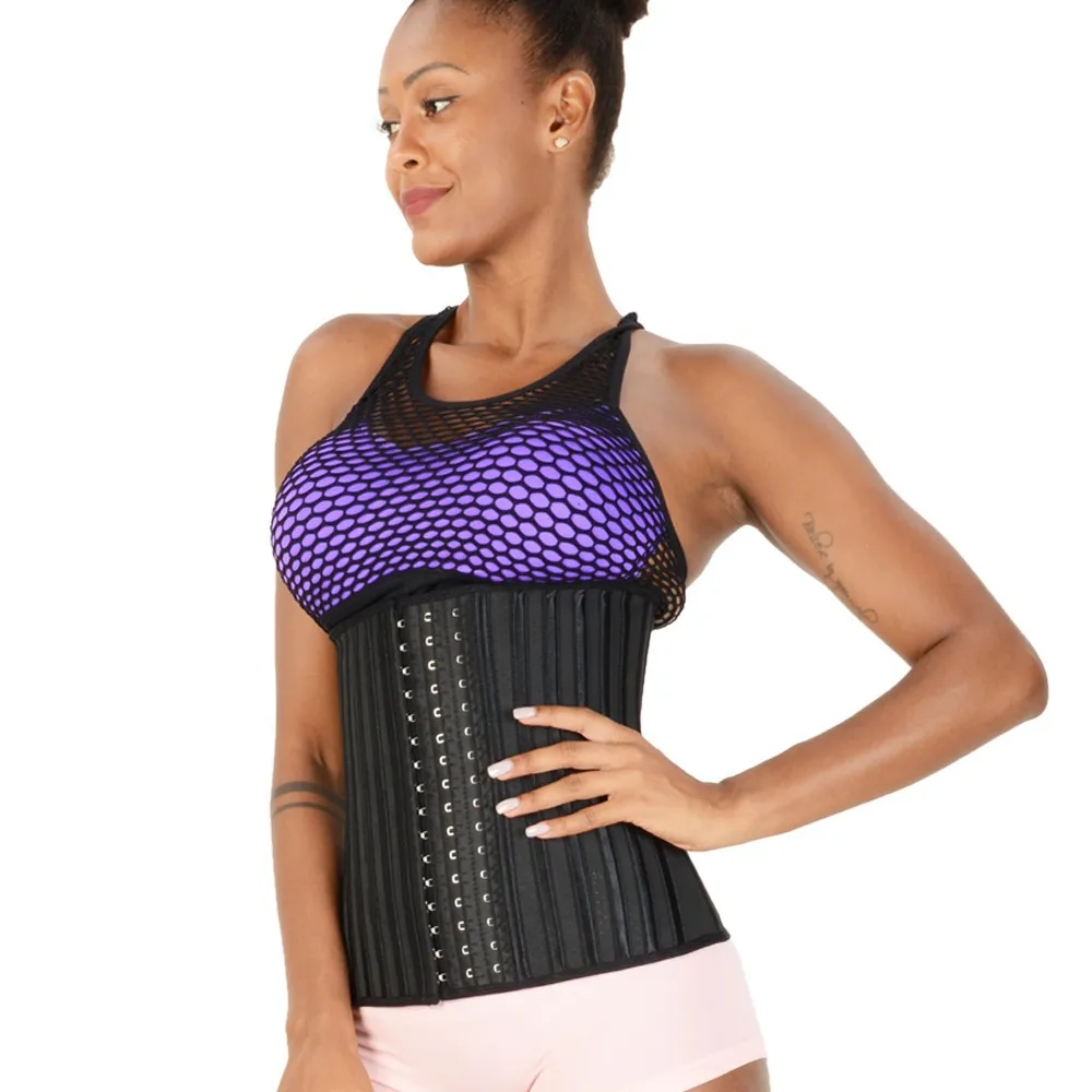 29 Steel Boned Latex Waist Trainer Corset 3 Rows Hooks Eyes Bustier Underbust Gorset Super Tight Sports Slimming Cincher Girdle