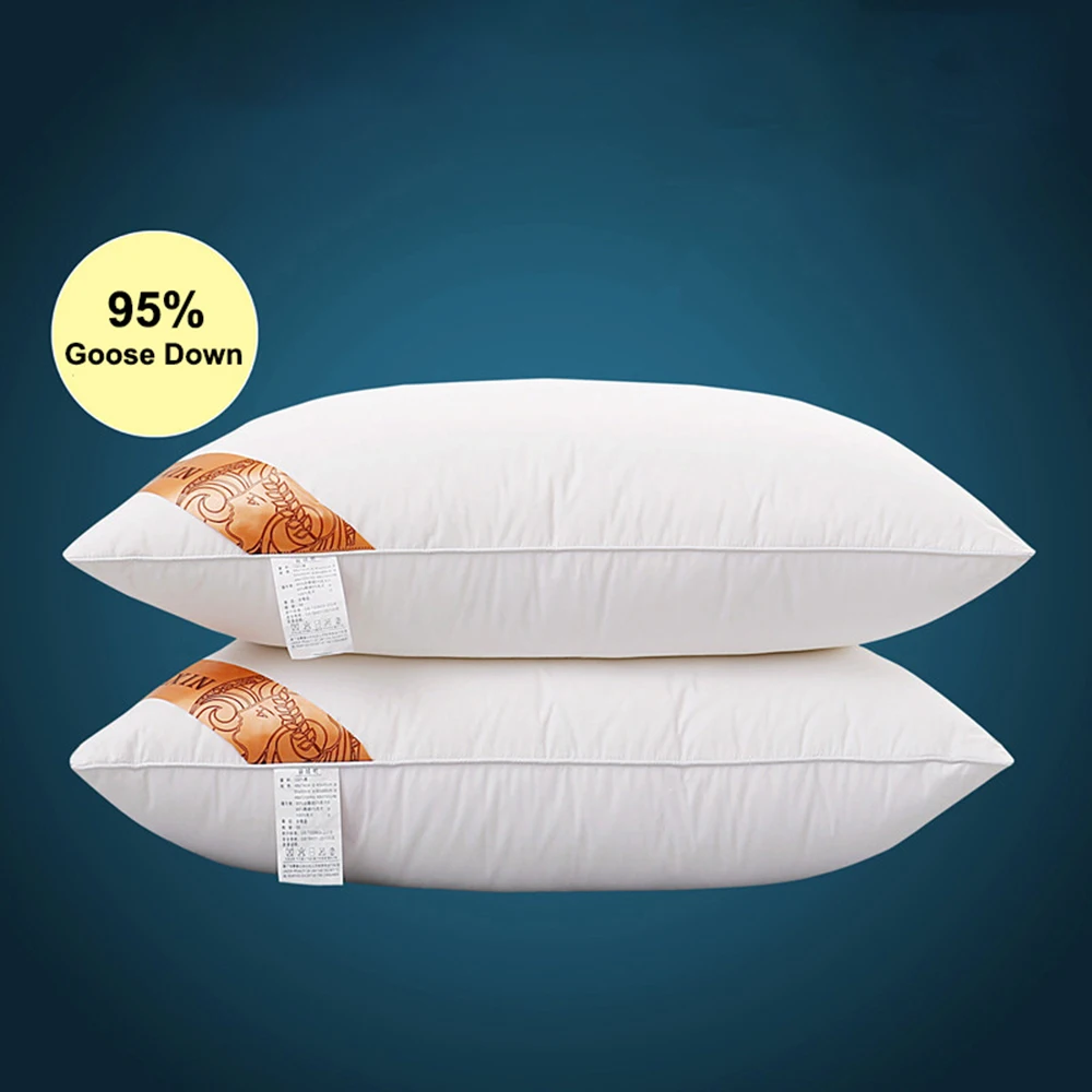

New 7448cm Elastic Down Pillow Without Pillowcase Sleeping Neck Pillow Home Textile Goose Down Pillow Core