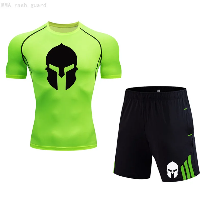 

Short Suit Men's Fitness Clothing Compression T-shirt Full Man Tracksuit Running Shorts Ahorts and T-shirt Set for Men Plus Size