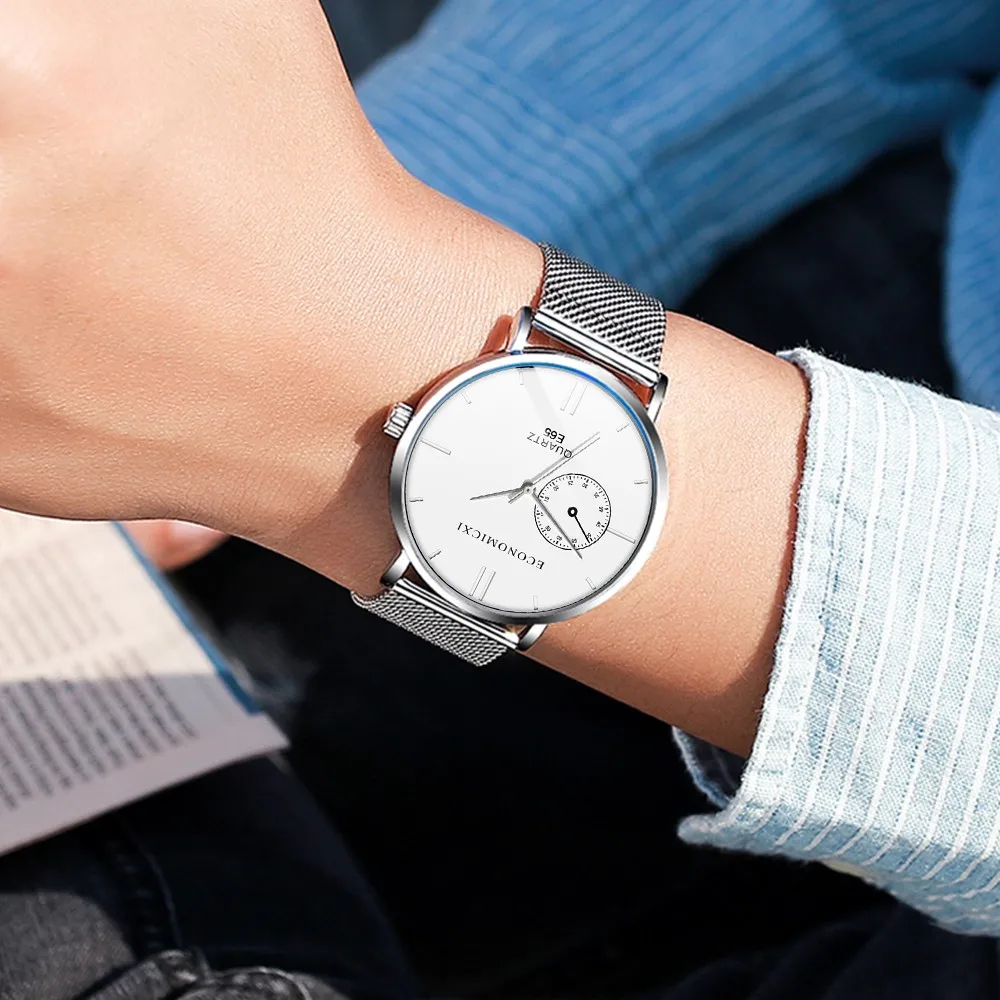 

2021 new Fashion Simplicity Mens Watches Men's Fashion Business Watch Simple Stainless Steel Mesh Belt Wild Men's Quartz часы