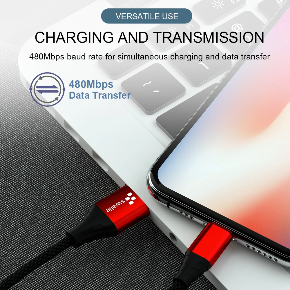 

Swalle USB Type C Cable For Xiaomi Redmi K20 Pro Mobile Phone Cable 3.0A Fast Charging for USB Type-C Devices USB Data Cord