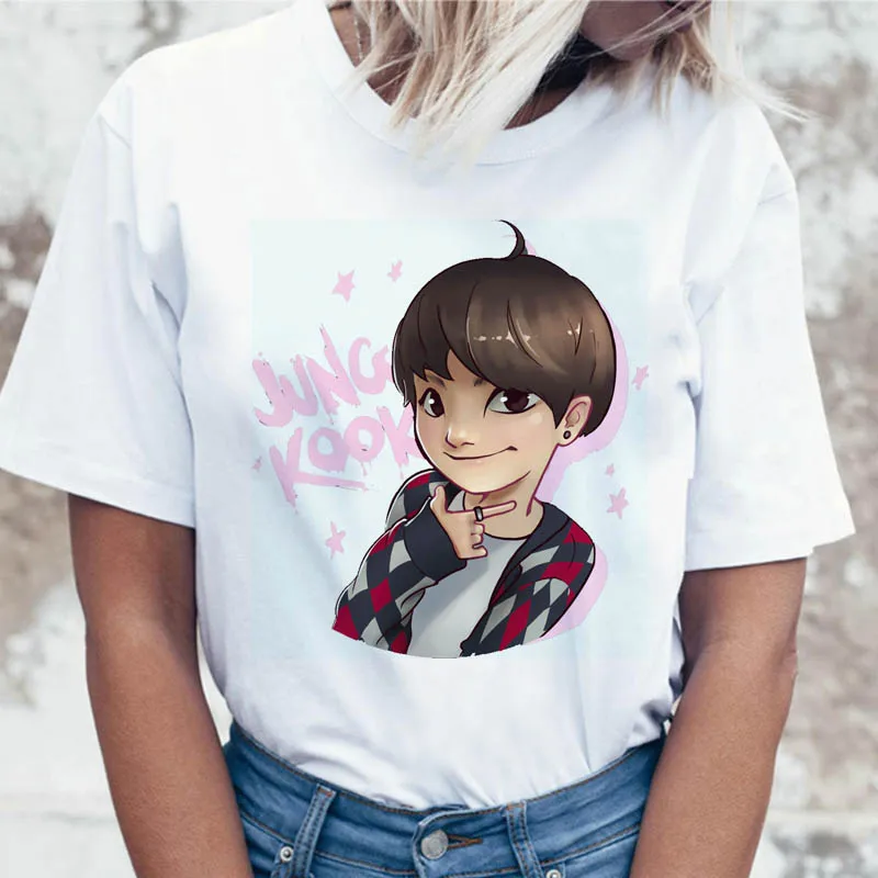 Футболка Jungkook Kpop Suga J Hope женская футболка Jin JIMIN V топ для K Pop корейская мода