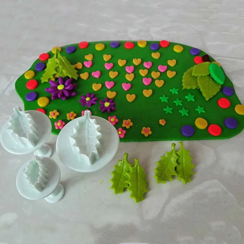 Творческий 3 шт./компл. Рождество форма листа розы для декорации торта