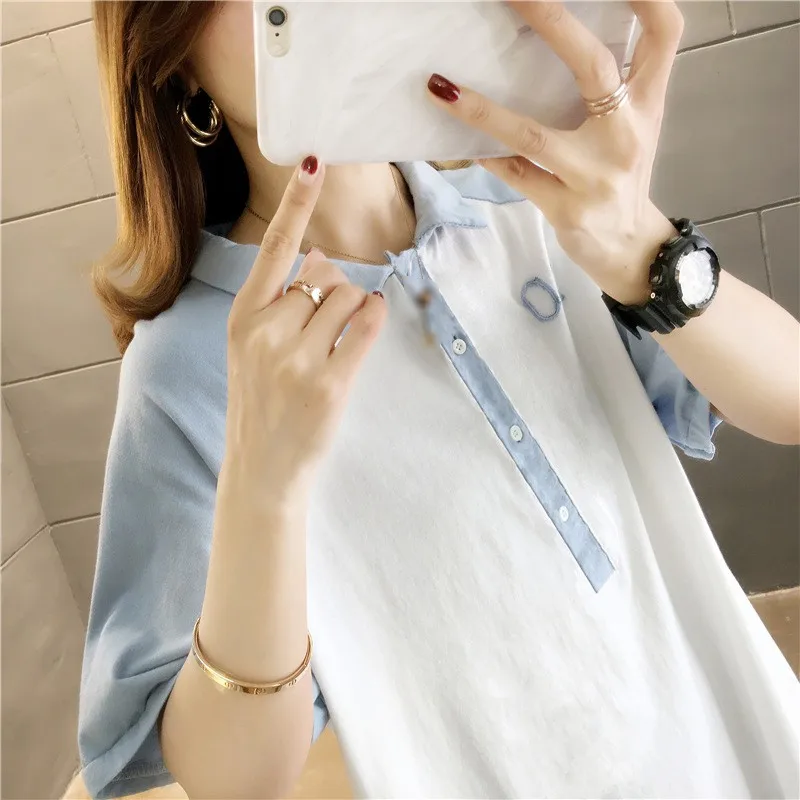 

2020 New Large size Women Dresses Short Sleeve Turn-down Collar Dress Casual Clothes Women Loose Dress