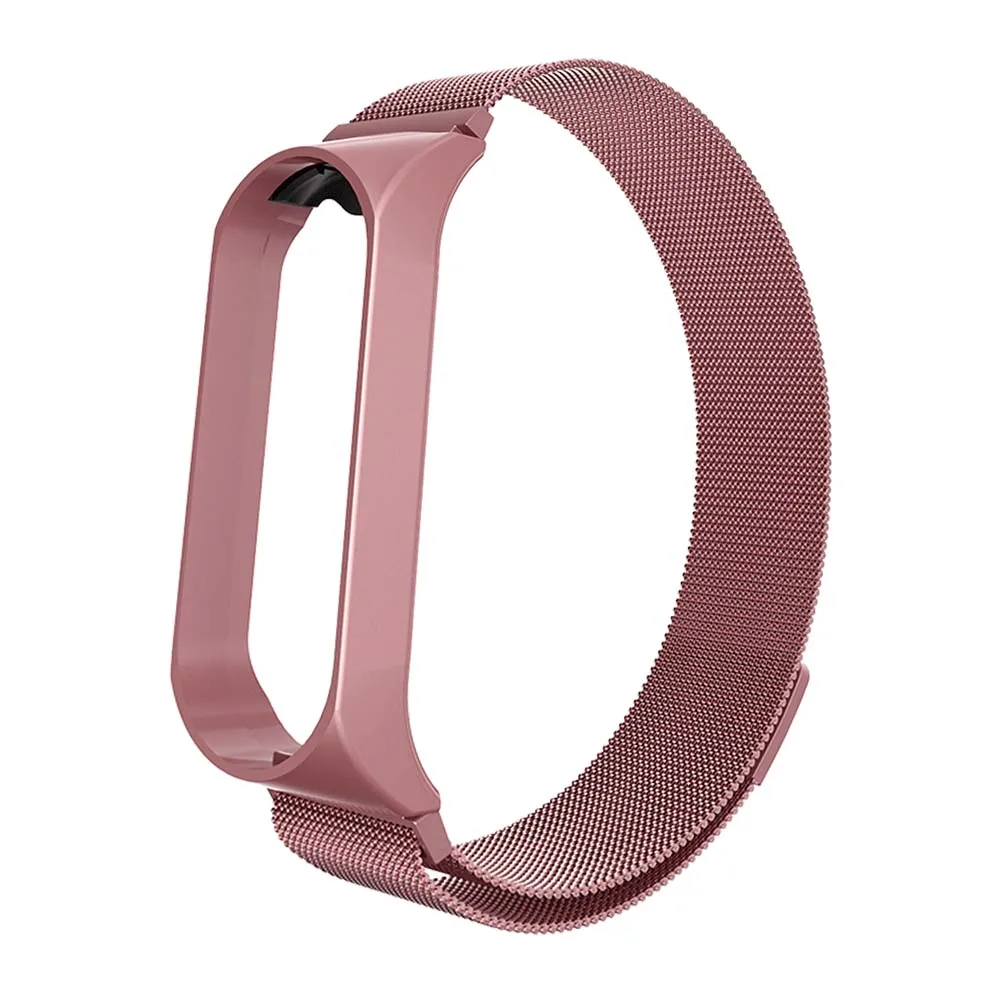 Rovtop ремешок для Xiaomi mi Band 4 ремешок для Xiaomi mi band 3 браслет для mi band 3 M3 M4 металлический Безвинтовой браслет из нержавеющей стали - Цвет: Magnet Rose Pink