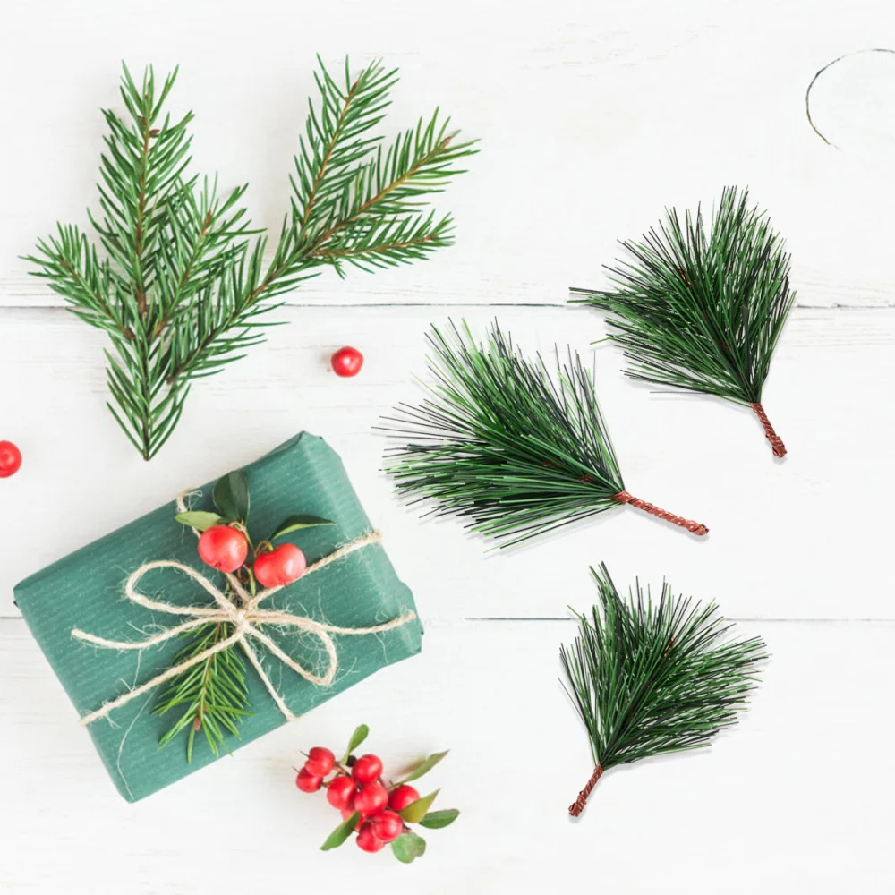 

30 Pcs 1 Set Colorfast DIY Venue Decor Supplies Simulation Pine Branches (Green)