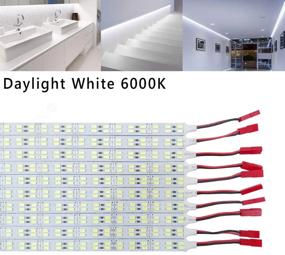 10pcs Double Row Led Bar DC12V 0.5M Rigid Hard LED Strip Light SMD5630 84LEDs Super Bright Home Light Aluminum