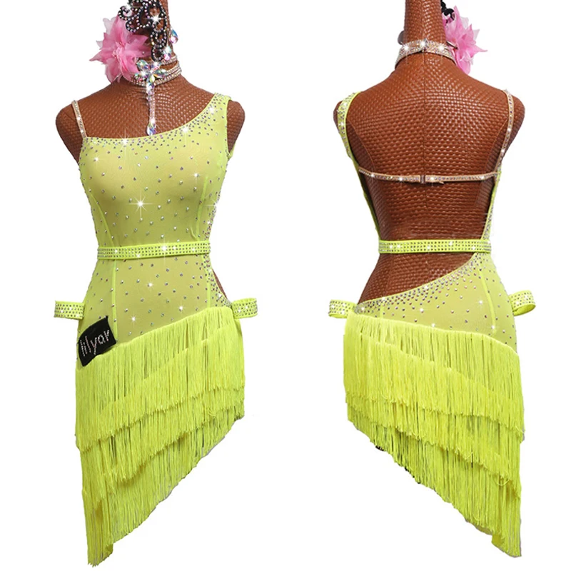 Платье для латинских танцев Костюм с кисточками женщин и взрослых Детское платье