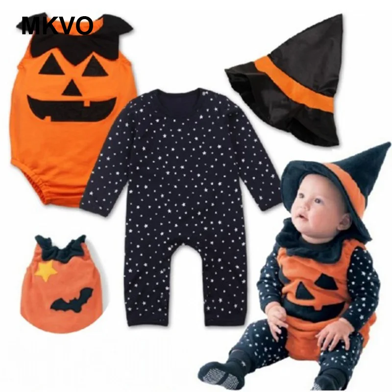 Детская одежда Одежда для сцены на Хэллоуин Детский комбинезон с тыквой + шапка