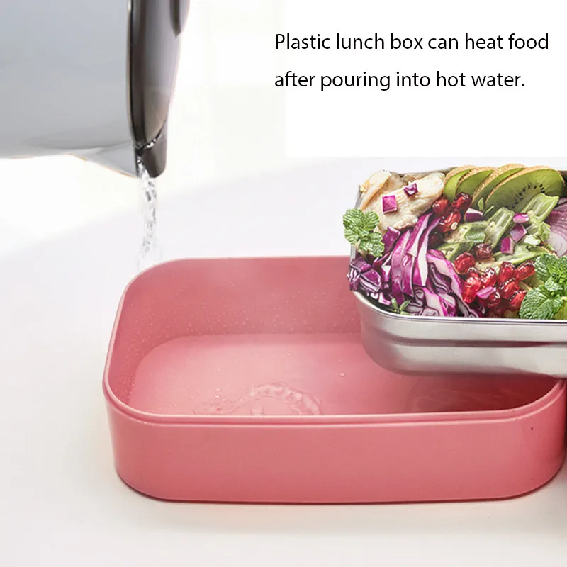 

Japanese Lunch Box Stainless Steel Double Layer Food Container Portable Dinnerware for Kids Picnic School Microwave Bento Box