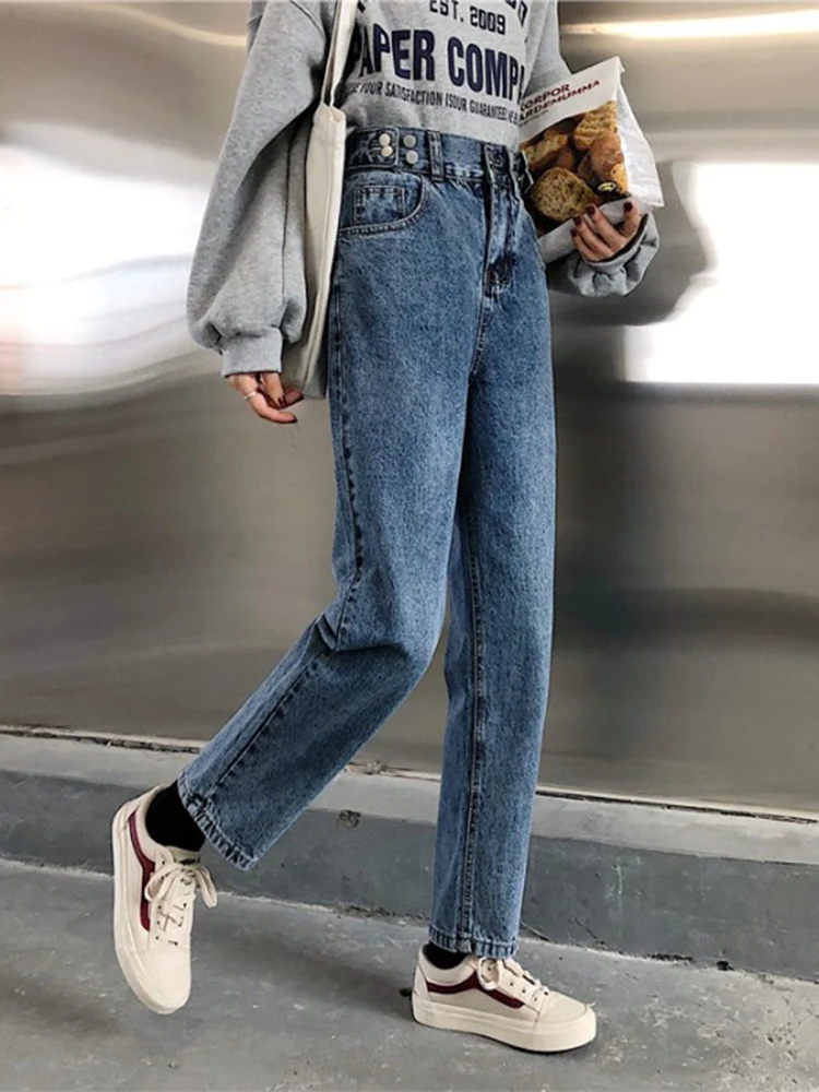 

High Waist Jeans for Women High Waist Harem Mom Vintage Jeans spring black women jeans denim pants beige blue Straight Pants