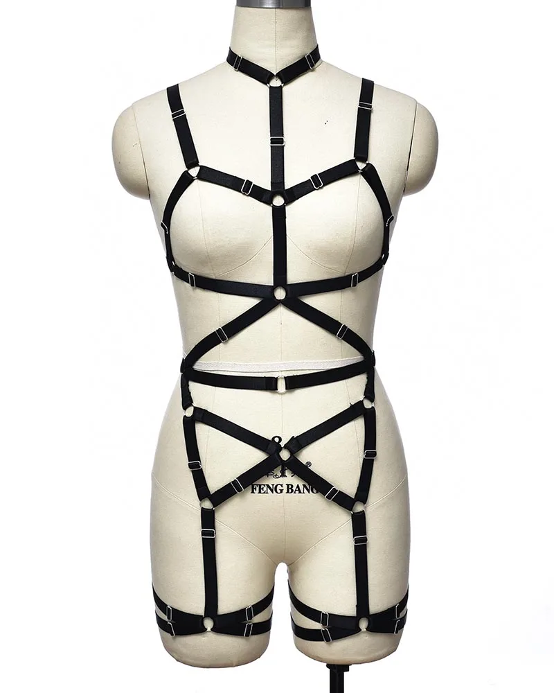 

Бондажное боди с ремнями, сексуальное нижнее белье для танцев на шесте, подвязки для ног в стиле панк, открытый бюстгальтер с открытой грудью, женское черное регулируемое боди