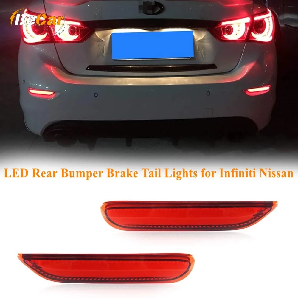 

2PCS Red LED Rear Bumper Reflector Brake Tail Lights Rear Fog Light Kit For Infiniti Q50 Q70 QX30 Q60 For Nissan X-TRAIL Teana