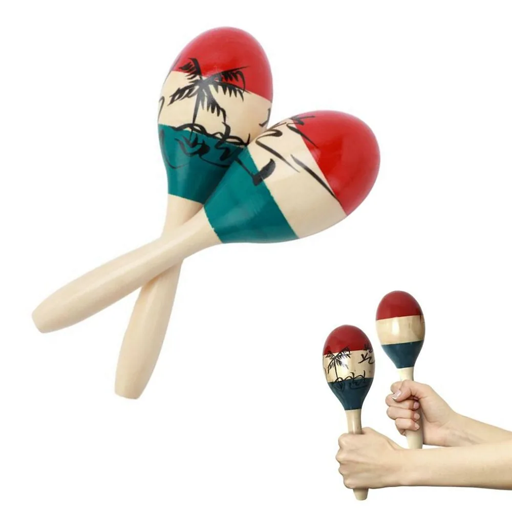 

1Pair Wooden Maracas Rumba Shakers Rattles Sand Hammer Percussion Instrument Musical Toy For Kid Children Party Games