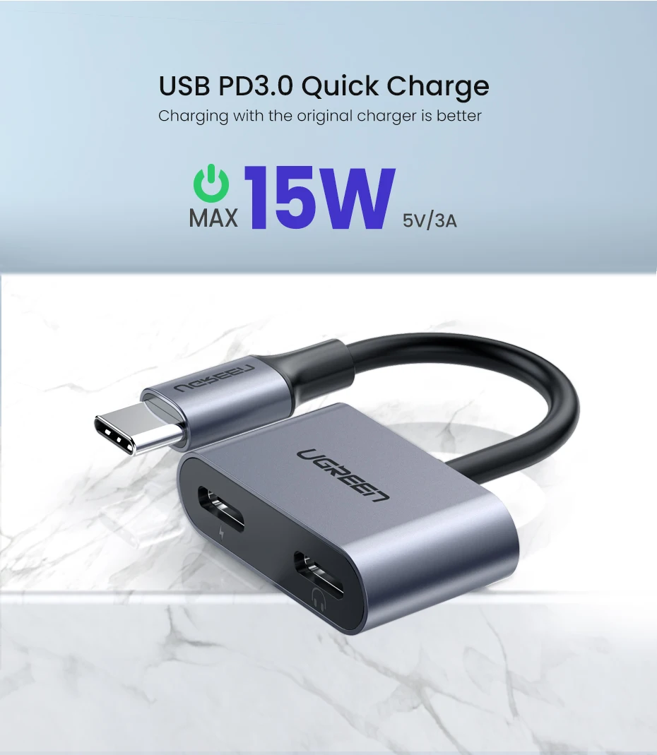 UGREEN 2 в 1 Тип C к двойной цифровой USB C аудио сплиттер под Наушники Адаптер для iPad Pro Google Pixel 2XL huawei P30 Pro Mi8