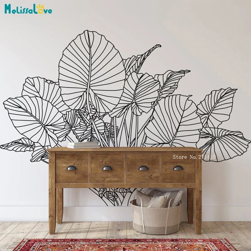 

Elephant Ear Tropical Plant Wall Stickers Plant Home Décor Living Room New Design Decals Removable Murals Friend Gift YT5359