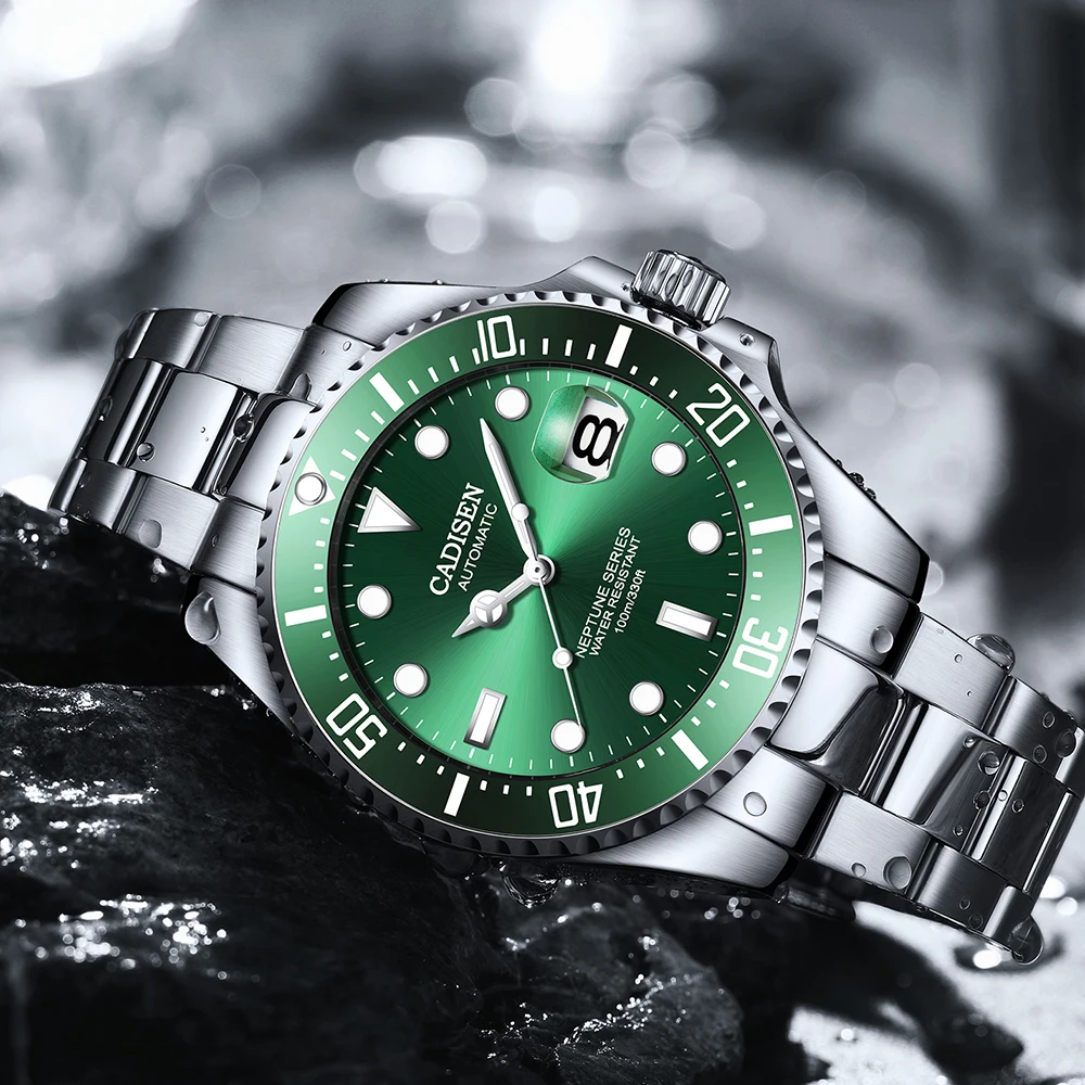

CADISEN 8177 SEIKO Movement Automatic Mechanical Men's Watch Business Luminous 50M Waterproof Stainless Steel Watches Male