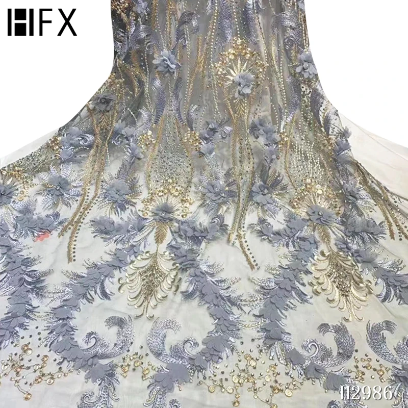 Французское цветочное кружево 3D для вечернего платья кружевная Тюлевая ткань с
