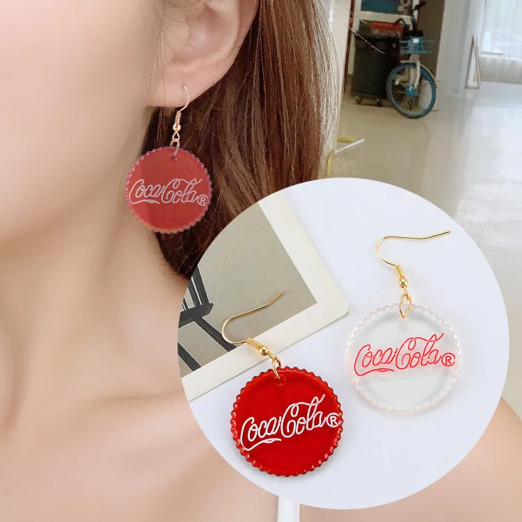 Оригинальные серьги в виде бутылки кока колы модные украшения