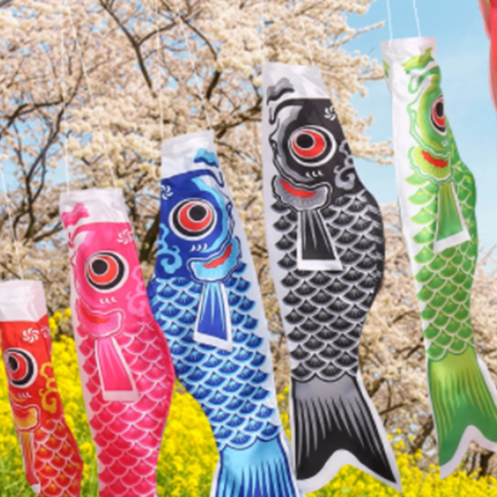 

5pcs Set Japanese Carp Streamer 27.6 In Hanging Flag Streamer Decoration Suitable For Outdoor Garden Courtyard Sushi Restaurant
