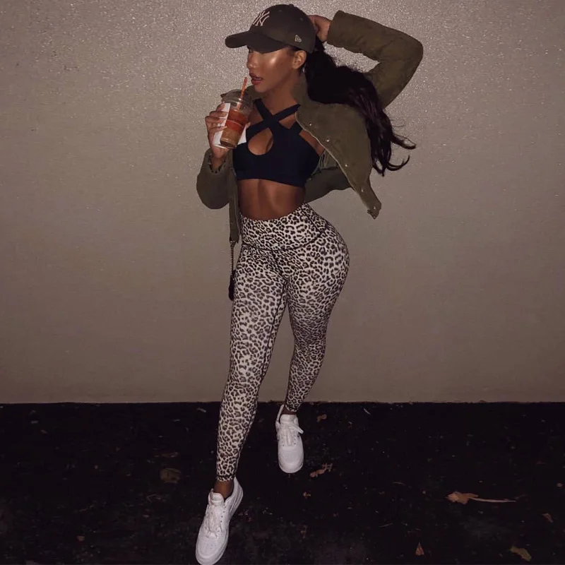 Женские спортивные Леггинсы эластичные обтягивающие штаны для тренировок в