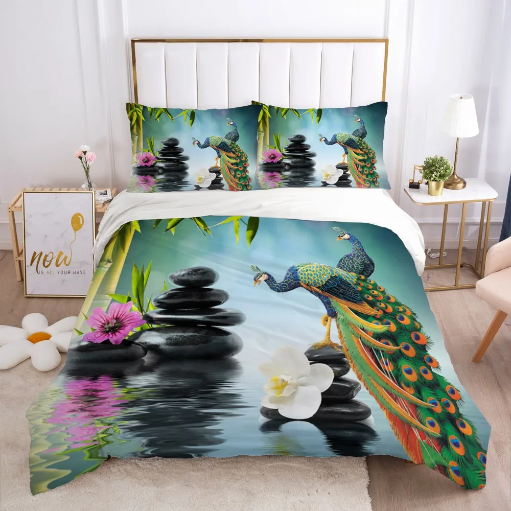 3D Bedding Set Duvet Cover Sets White Quilt Covers Pillow Sham Comforter Case Bed Linen King Single Animal OPeacock Home textile | Дом и сад
