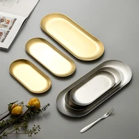 stainless steel oval storage tray food container kitchen tableware tea fruit bread plates snack dish perfume jewelry organizer