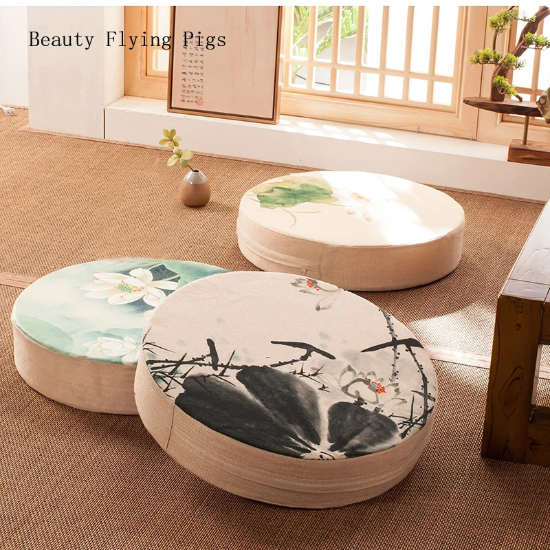 Лен футон дома подушки утолщение на коврик для медитации поклонения Будде из