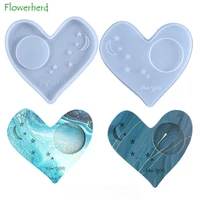 diy crystal epoxy mold heart shaped star candle holder coaster multi purpose silicone mold candle making resin mould clay mold