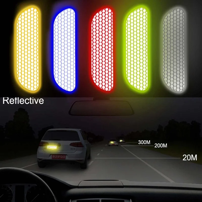 

Universal 4Pcs Car Door Stickers Safety Warning Mark Reflective Strip Light Reflector Auto Motorcycle Bike Helmet Sticker Tape