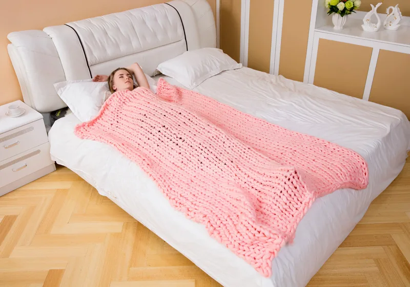 Шерстяное вязаное одеяло в скандинавском стиле объемное домашний текстиль