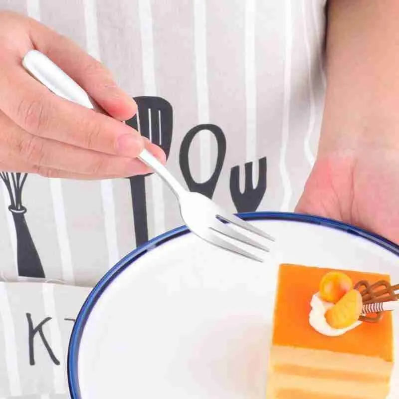 

Steel Small Fork Western Food Daily Refreshment Color Western-style Fruit Three-tooth Fork Tableware Fork Mirror hot