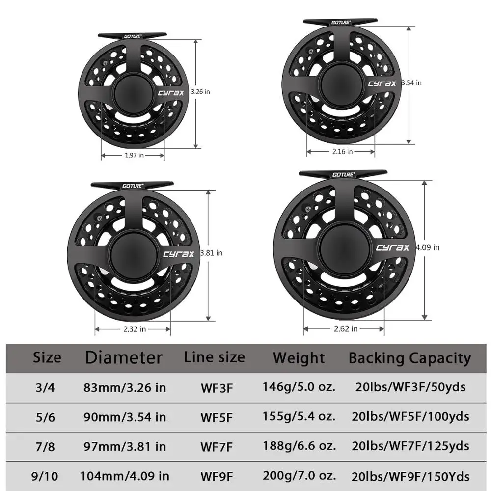 Goture Cyrax 5/6/ 7/8 WT муха Рыболовная катушка с ЧПУ машина для резки тесаного большие