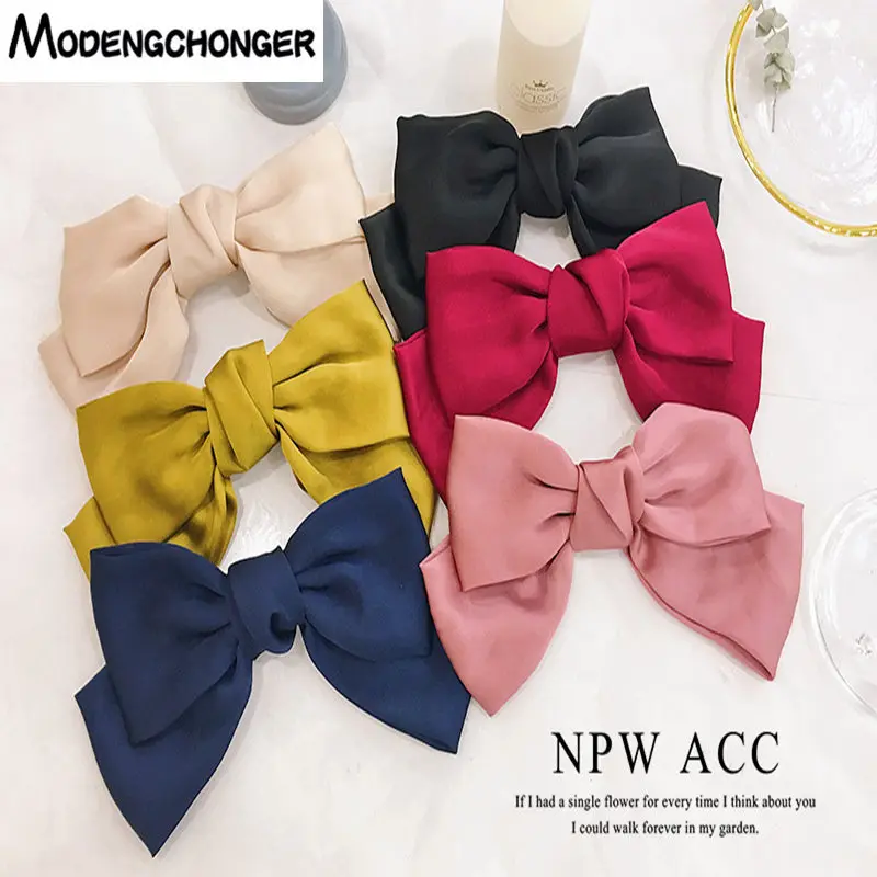 Модные однотонные заколки с большим бантом для девочек 2 уровня прекрасные волос