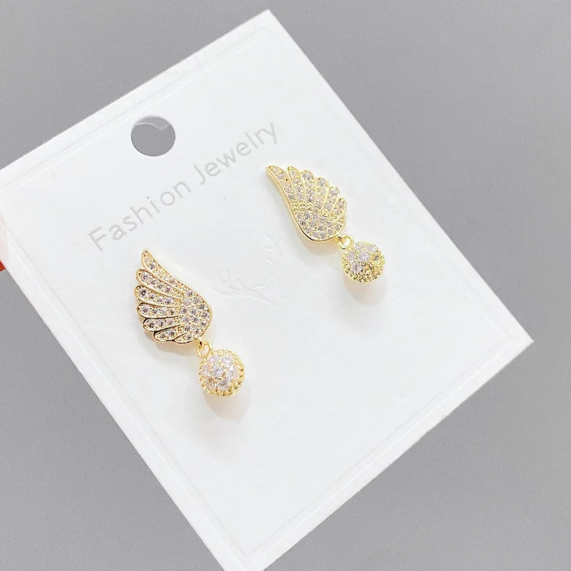 

Sterling Silverss Needle Anti-Allergy Wing Stud Earrings For Women Simple Korean Fashion Accessories Small And Exquisite