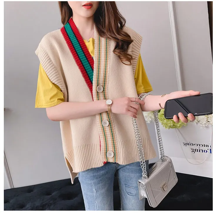 Осенняя вязаная кофта без рукавов Женский Повседневный Кардиган свитер короткий жилет Femme кнопка без рукавов винтажный жилет женские топы