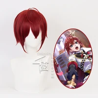 anime twisted wonderland riddle rosehearts short wig cosplay costume heat resistant synthetic hair red queen men women wigs