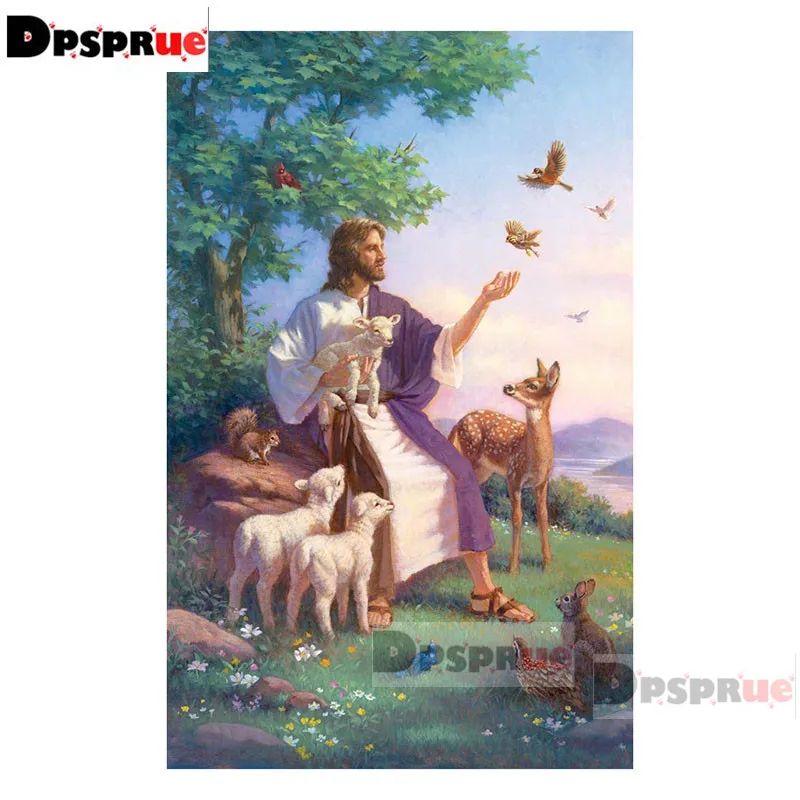 

Dpsprue Full Square/Round Diamond Painting Kit Cross Stitch Jesus Shepherd Diamond 3D Embroidery DIY 5D Moasic Gift DP114