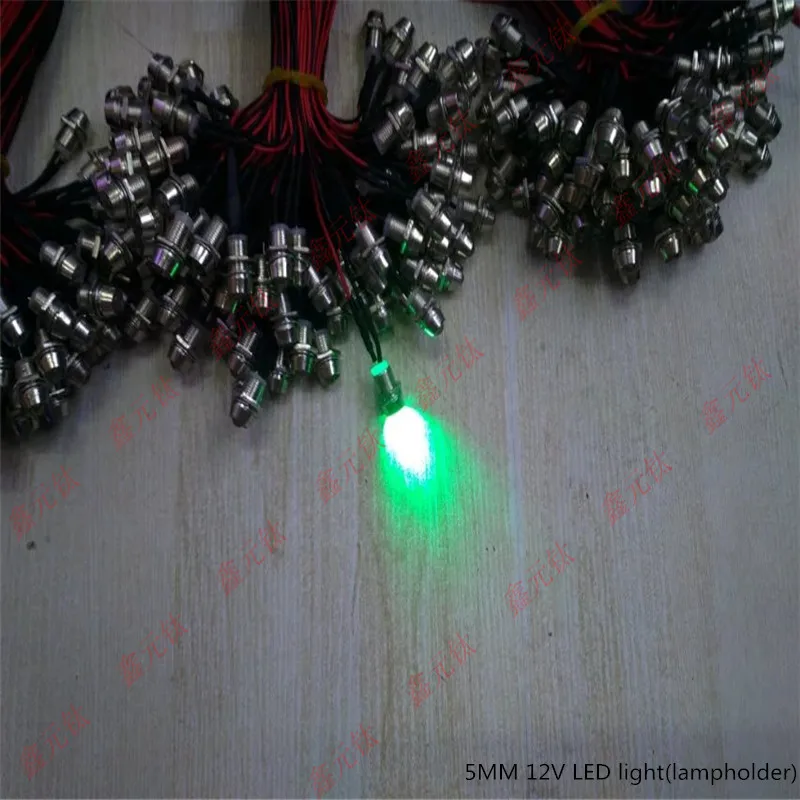 Lamp bead with lamp holder 5MM 12v highlight red yellow blue green white warm white orange pink purple ice blue bead 20pcs/lot
