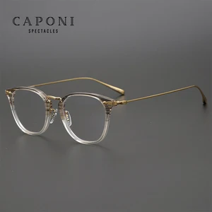 CAPONI Pure Titanium Eyeglasses For Men Vintage Design Frame Glasses Support Customized Prescription