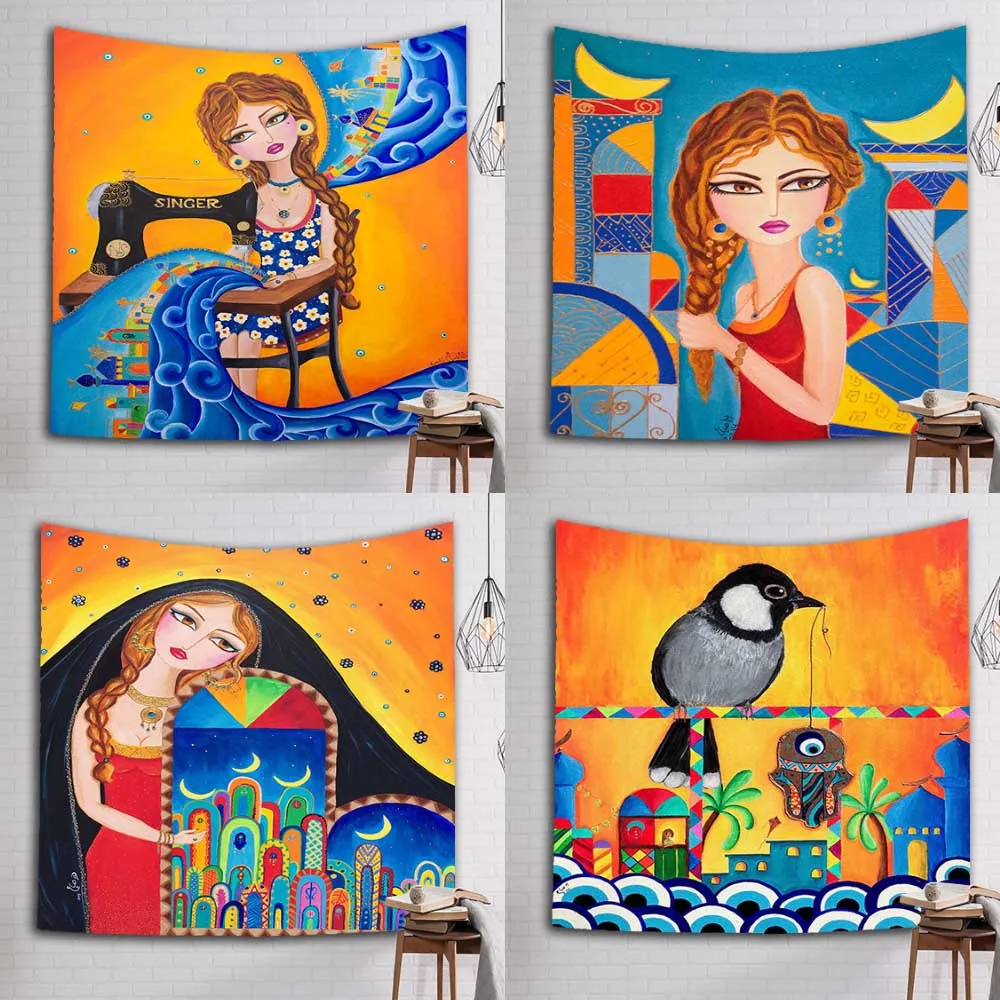 

Мультфильм гобелены для девочек настенный Индонезия Tapisserie Mura домашний фон ткань Коридор Спальня Гостиная Tapisserie Фреска