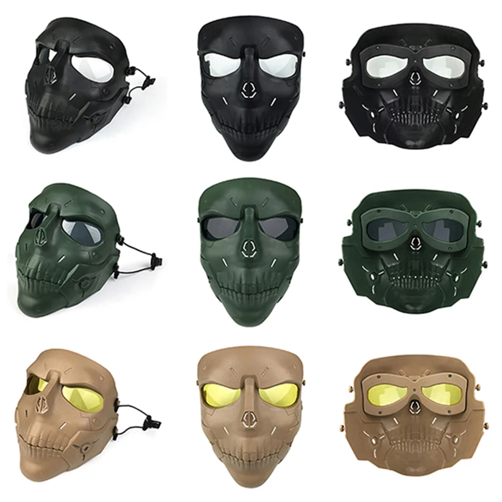 Страйкбол Пейнтбольная маска PC объектив Анти туман череп защитная охотничья