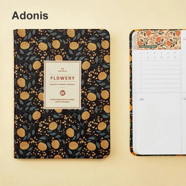 Adonis Planner Новое поступление Милые ПУ кожа цветочный цветок расписание ежедневник дневник еженедельник школьные милые офисные принадлежности канцелярские принадлежности - Цвет: Adonis Planner