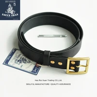 saucezhan italian full grain leather vegetable tanned leather belt top leather belt 4mm brass buckle harajuku belts for men