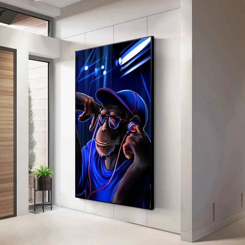 Современная обезьяна наушники орангутана поп-диджейская картина гостиная