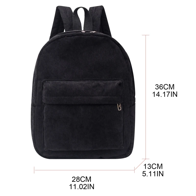 

Corduroy Backpack Solid Color Casual Daypack for Women Girl and Student